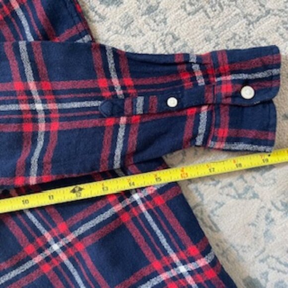 🧡3/15 TOPMAN Red Blue Plaid Cotton Shirt Men's S - Picture 9 of 13